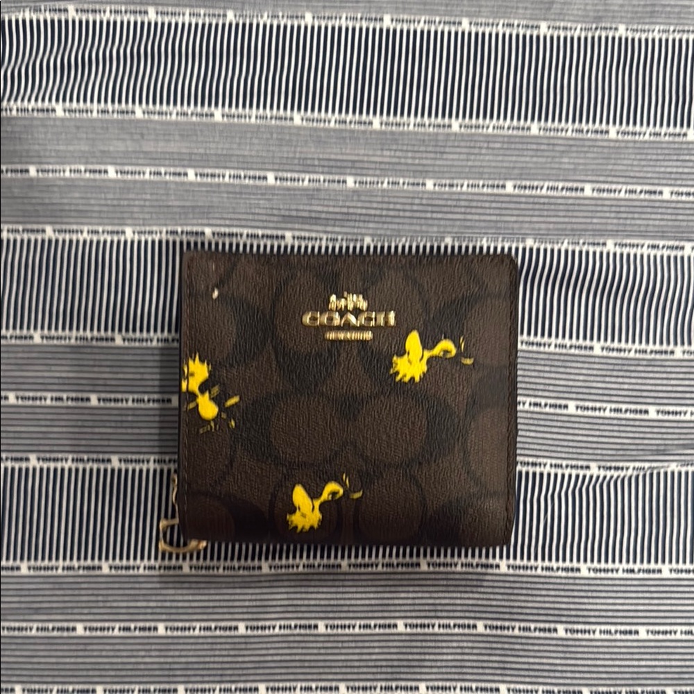 Coach Brown Wallet with Yellow Accents
